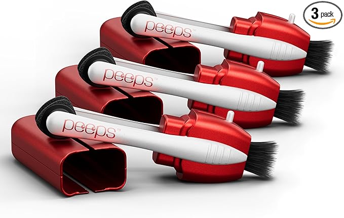 Peeps Glasses Cleaner - for Eyeglasses, Reading Glasses, and More - Lens Cleaner with Carbon Microfiber Tech-Soft Touch Red-3 Count (Pack of 1)