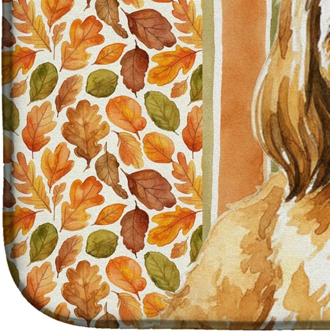 Caroline's Treasures Gold Lhasa Apso Heirloom Fall Dish Drying Mat Absorbent Dish Drying Mat Pad for Kitchen Counter Dish Drainer Mat for Countertop, 14 x 21", Multicolor