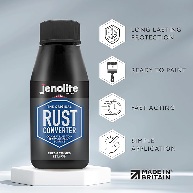 JENOLITE Rust Converter for Metal | 150ml (5 fl oz) | Rust Converter & Inhibitor | Rust Remedy, Rust Reformer for Metal | Convert Rust to A Ready to Paint Surface