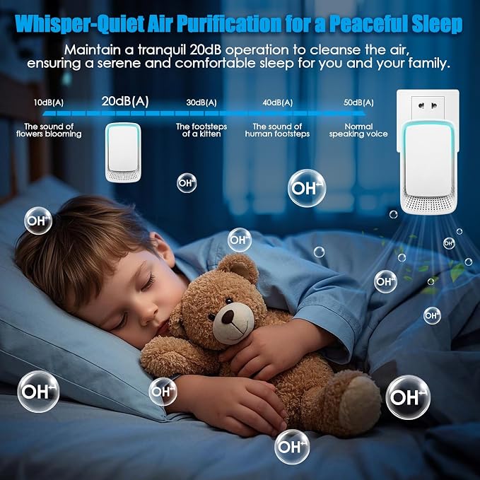 8 Pack Plug In Air Ionizers, Quiet Operation Air Freshener for Home, Office, Bedroom, Kitchen, Garage Room, Portable Air Purifiers, Pets Smell - Air Cleaner (White)