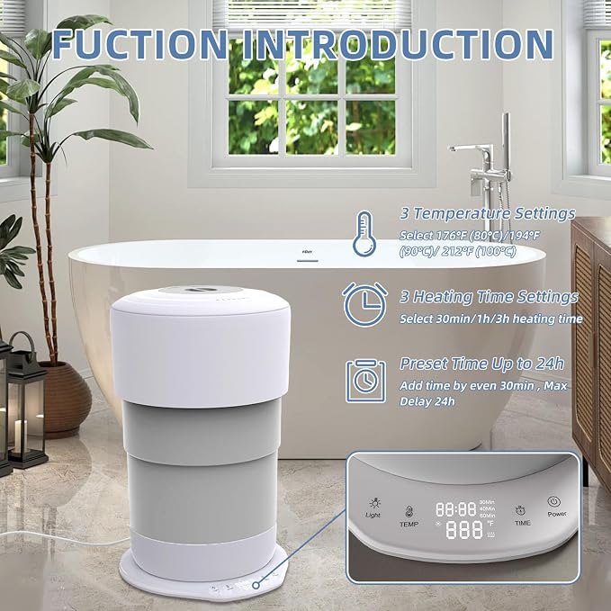Fistone Foldable Towel Warmer for Bathroom – 23L Large Rapid Heat Towel Warmers Bucket with 3 Heat Levels, One-Touch Start, Auto Shut-Off Timer