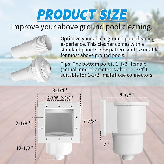 SP1091LX Universal Above Ground Pool Skimmer Kit with Accessories, Compatible with Standard 6-Inch Wall Openings, Replaces SP1090, SP1091ES, SP1095ES Hay Ward Models