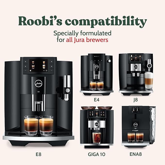 Roobi Jura Compatible Cleaning & Descaling Kit. Specially Formulated to Clean & Descale your Jura Espresso Machine. 100% Vegan, Carbon Neutral.