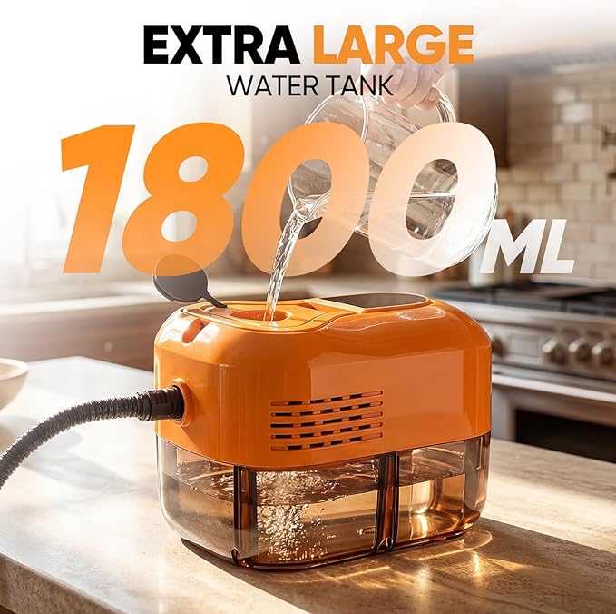 Handle High Pressure Steam Cleaner - Portable Steamer with 1.8L Water Tank, 15s Heat-Up, 6 Level Adjustable Steam Modes, Steam Cleaner for Home, Car Detailing, Dirt, Grease, Grout, Tile