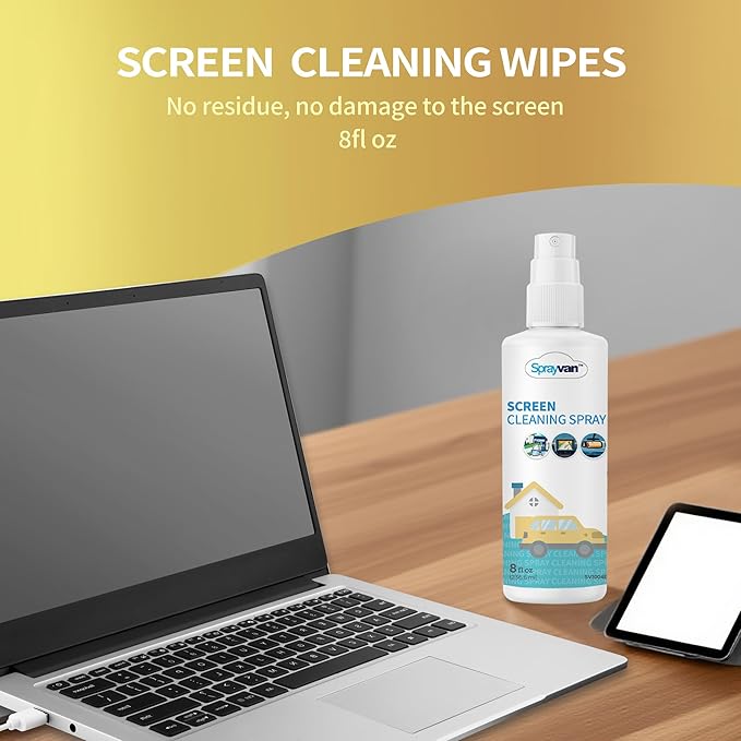 Screen Cleaner Spray -8oz Streak-Free TV Screen Cleaner Spray and Microfiber Cloth kit, Computer Screen Cleaner & Car Screen Cleaner for Flat Screen, TV,LCD,Laptop,Electronic Devices and Car