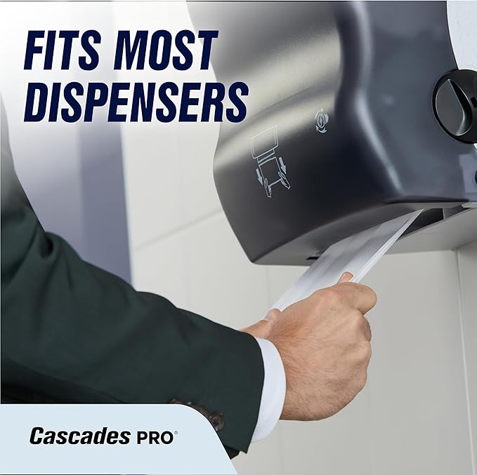 Cascades PRO Select Strong and Absorbent Hand Paper Towels - Suitable for Most Universal Dispensers - Paper Towel Rolls Bulk - 800 Feet/ Roll, 6 Rolls/Pack - H080 - White