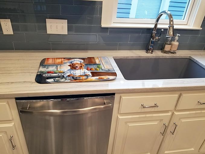 Caroline's Treasures DAC6293DDM Nova Scotia Duck Tolling Retriever The Chef Dish Drying Mat Absorbent Dish Drying Mat Pad for Kitchen Counter Dish Drainer Mat for Countertop, 14 x 21", Multicolor