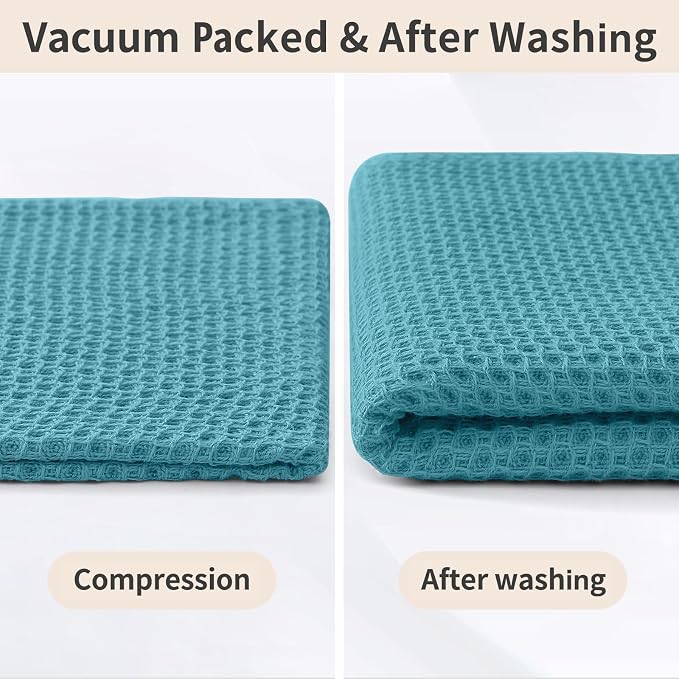Homaxy 100% Cotton Kitchen Towels and Dishcloths Set, 12 x 12 Inches and 13 x 28 Inches, Set of 8 Bulk Kitchen Towels Set, Ultra Soft Absorbent Dish Cloths for Washing Dishes, Lake Blue