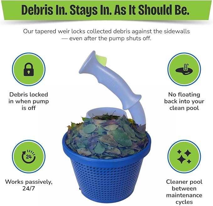 Debris Z+ Pool Skimmer Basket (B-9 Size) – Fits Hayward SP1070, Pentair Bermuda, StaRite U-3 – Dual-Patent High Velocity Design, Quick Release Handle, Trap & Lock Debris Tech