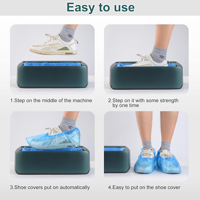 LYSHIYI Shoe Covers Machine Automatic Shoe Cover Dispenser with 200pcs Disposable Plastic Shoe Cover for Home, Office, Supermarket, Factory, Hospital (Green)