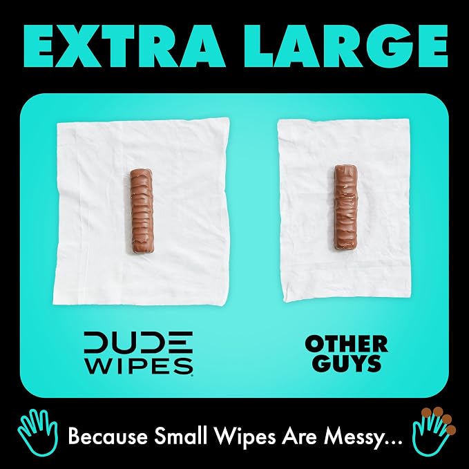 DUDE Wipes Mint Chill Flushable Wipes - Extra-Large Adult Wet Wipes - 6 Pack (288 Count) - Infused with Tea Tree Oil, Vitamin E, and Aloe - Septic and Sewer Safe