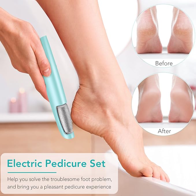 Electric Callus Remover for Feet, Professional Pedicure Kit Foot Scrubber for Dry, Dead, Cracked, Hard Skin, at Home Feet Spa Care Kit for Men & Women (Blue)