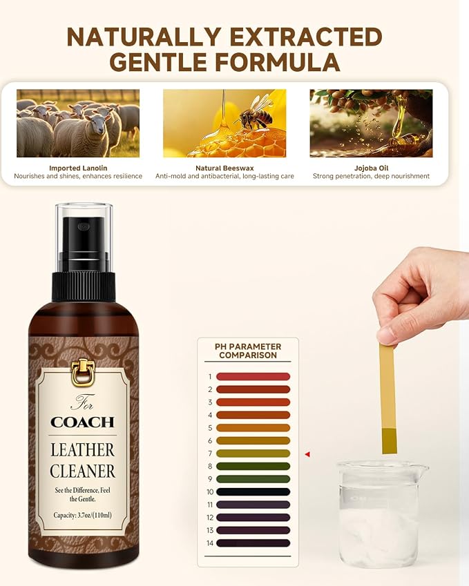Leather Cleaner Set for Coach, Powerful Stain Removal | Eliminate Stains, Oil, and Dirt, Restores Original Shine to Bags, Non-Toxic Formula, Suitable for Coach Leathers