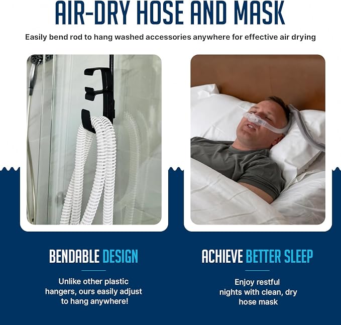 CPAP Cleaning Kit for Hose and Mask, CPAP Hose Cleaning Brush, Collapsible Wash Basin, Hose Hanger, Compatible with Standard and Slimline CPAP Tubing (Hanging Dry Kit)