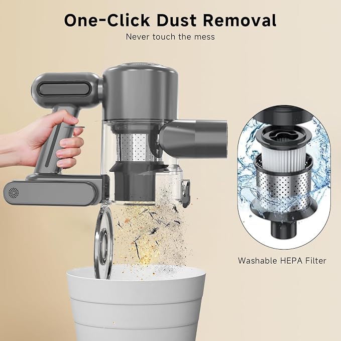 Cordless Stick Vacuum Cleaner - Rechargeable,40Kpa Powerful Suction Vacuum for Home,45Mins Runtime,Detachable Battery,Anti-Tangle, 8 in 1 Lightweight Vacuum for Pet Hair Carpet Hardwood,Silver