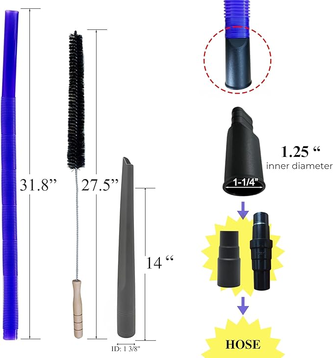Dryer Vent Cleaner Kit with Extra-Long Flexible Crevice Tool for Shark Navigator NV350 Rocket HV300 HV301 HV322 HV371 HV372 Stratos AZ3002 Rotator NV500 NV501 (Replacement Vacuum Attachments)