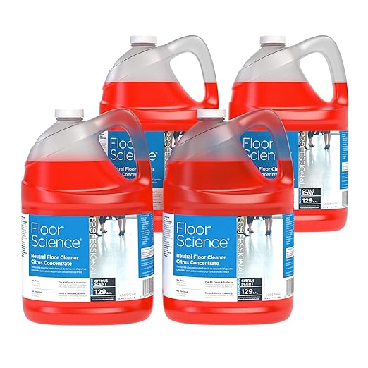 Diversey Floor Science CBD540441 Professional Neutral Floor Cleaner, Deep & Gentle Cleaning with No Residue, Citrus Scent, Concentrate, 1-Gallon (Pack of 4)