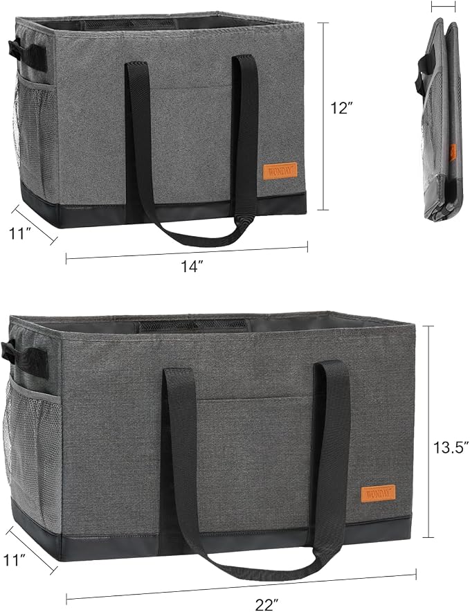 WONDAY Extra Large Utility Tote Bag - Standing Reusable Grocery Bag with Handle, Collapsible Storage for Shopping, Beach