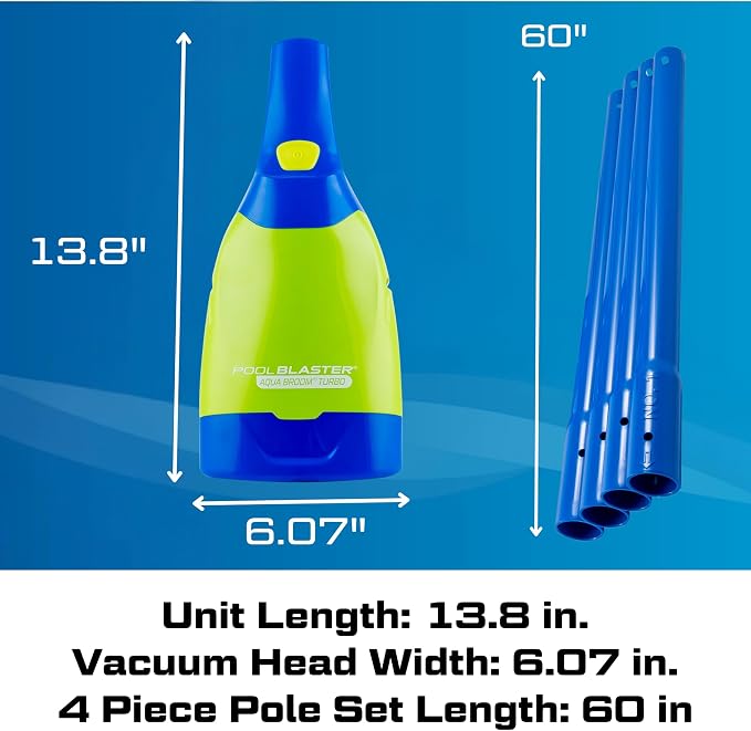 Pool Blaster Aqua Broom Turbo Spa Vacuum for Hot Tub Cordless Rechargeable Hoseless for Spot Cleaning, 40 min Runtime, Pool Pole and USB Charging Cable Included