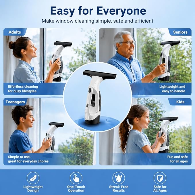 Window Vacuum Cleaner Electric Squeegee Cordless Glass Cleaner Tool Handheld Power Scraper with 28cm Blade for Window Shower Car