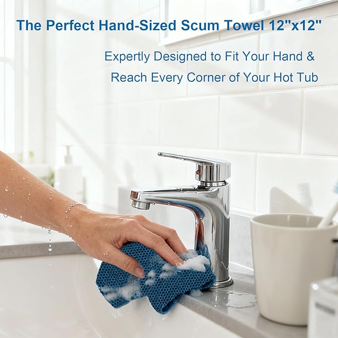 Hot Tub,Bathtub Surface Cleaner Towels,Spa Scum Remover & Cleaning Tools,Absorbs Oils & Grime Accessories,Non-Scratch Surface Cleaner for Jacuzzi,Spa,Shower (12"x12")