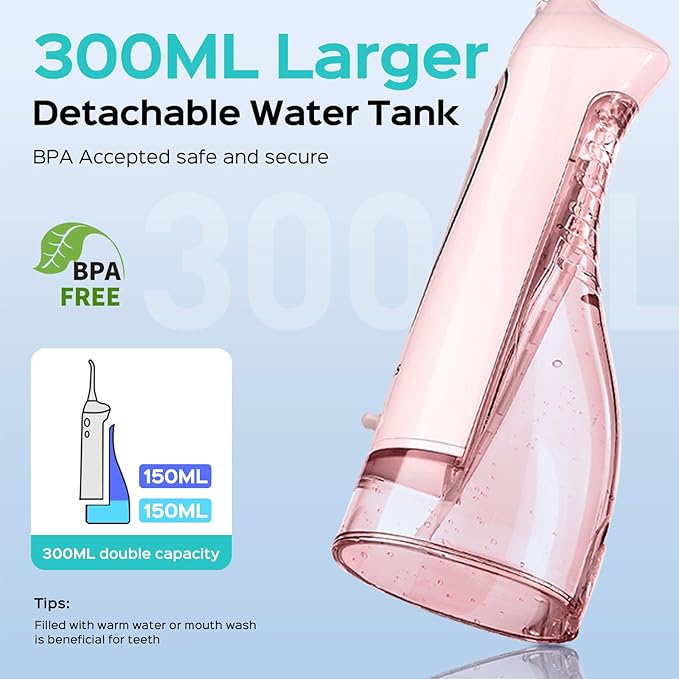 COSLUS C20 & C41 Portable Water Flosser with Electric Toothbrush Combo: 2-in-1 Oral Clean Kit for Teeth, Braces, Gums Care - Brushing & Flossing for Adults, Family, Travel Use, BPA-Free, Pink