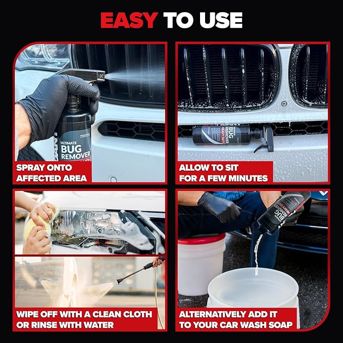 Carfidant Bug Remover Heavy Duty for Car Exterior with Ultimate Cleaner for Car Interior