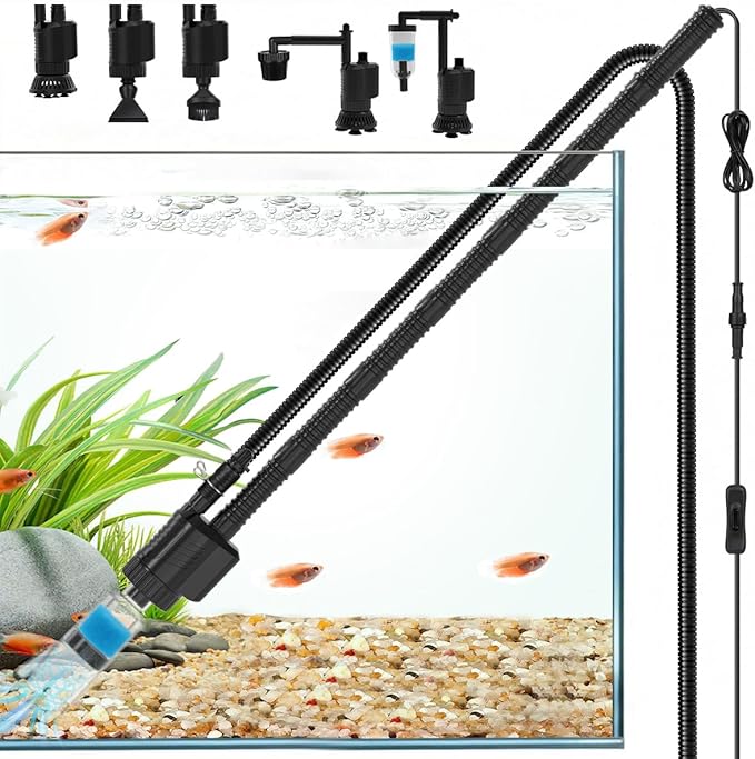 fishkeeper Electric Aquarium Gravel Cleaner, 8 in 1 Automatic Fish Tank Cleaning Tools Gravel Vacuum for Aquarium, for Change Water/Wash Sand/Water Filter/Water Circulation