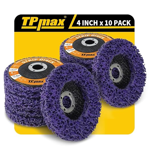 TPmax 4 inch Stripping Discs Rust Remover Discs Remove Paint and Oxidation 5/8 inch Arbor Clean Discs Poly Strip Disc Angle Grinding Wheel - 10 Pack(Purple)