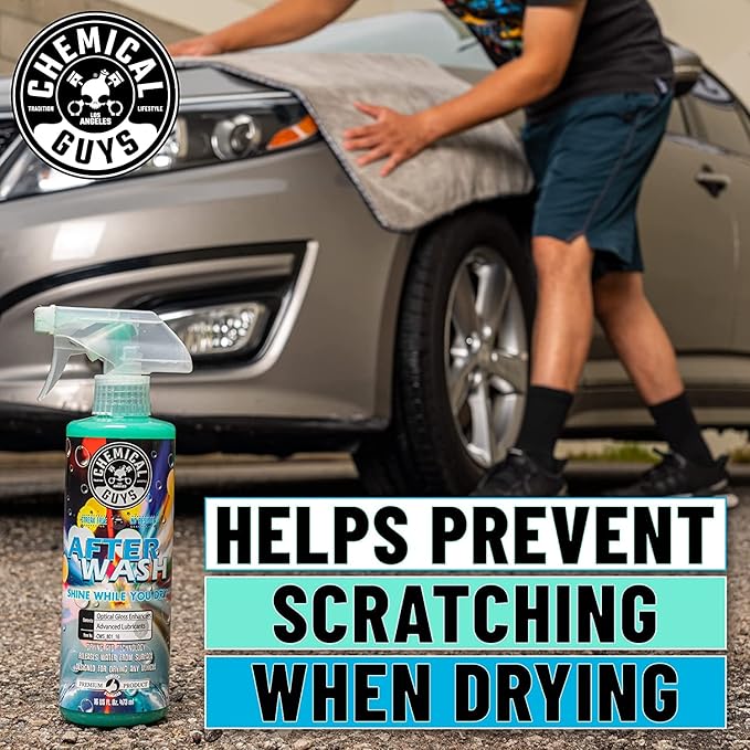 Chemical Guys CWS_101_16A Car Wash, Dry & Shine Bundle - Maxi-Suds II Foaming Car Wash Soap, 16 oz, Cherry Scent + After Wash Gloss Boosting Drying Aid (16 oz) (2 Items)