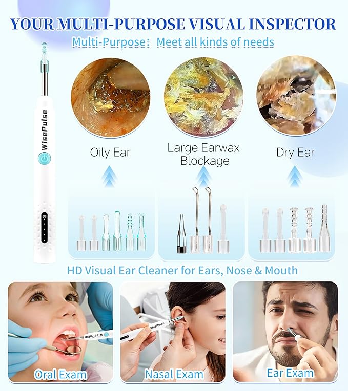 Ear Wax Removal, Earwax Removal Kit with Camera 500ml Ear Cleaner Kit with HD Display & 4 Pressure Settings, Safe and Effective Ear Flush Kit with Ear Cleaner - Includes Basin, Towel & 16 Tips