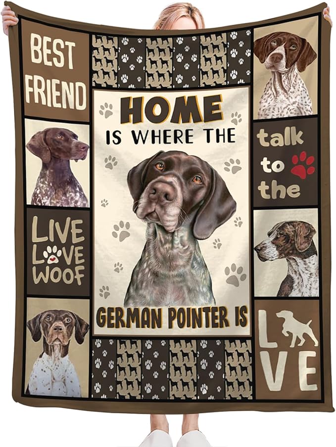 Tijuboni German Shorthaired Pointer Throw Blanket Dog Gifts for Girls Boys Women Men Kids Adults Soft Flannel Fleece Blanket for Couch Sofa Bed Home Decor 60"x80"