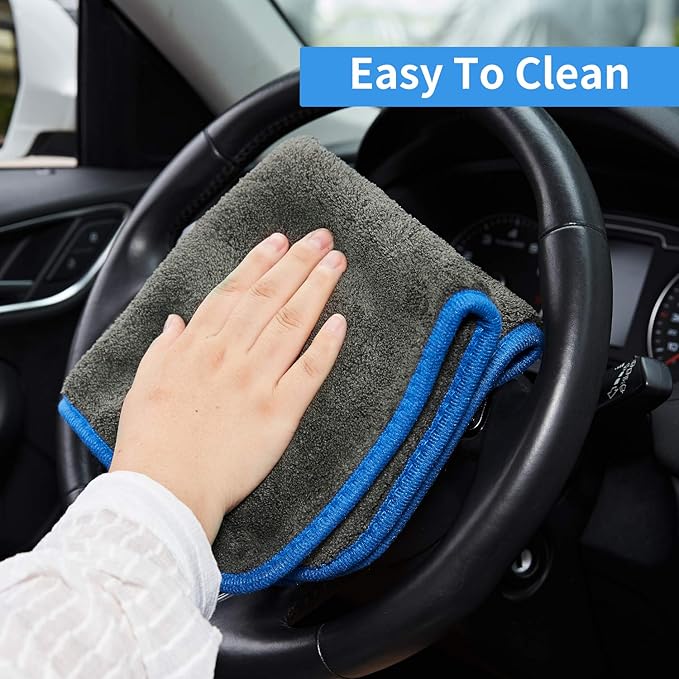 BMLEI Car Wash Brush with Long Handle, Microfiber Towels Car Wash Kit Cleaning Supplies, Car Wash Mop Mitt with 2 Replacement Head , Extension Pole Car Brush Cleaning Kit for Cars Trucks