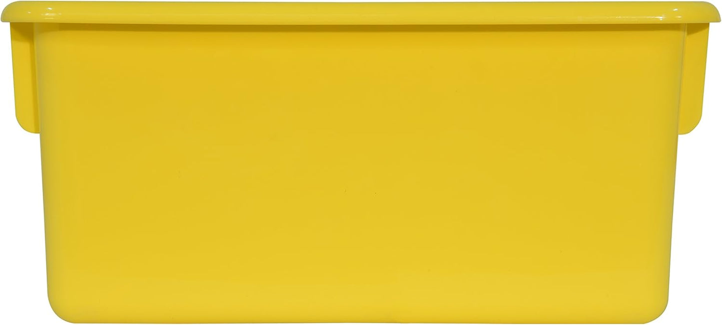 Wood Designs Cubby Storage Bin, Heavy Duty Plastic Containers for Kids Yellow Cubby Tray Set of 25