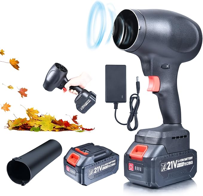 mini Cordless Dry Blower Small Leaf Blower Turbo Blades，130000RPM with 1 Battery，for Blowing dust Leaves Keyboards mainframes car Indoor Outdoor Lightweight