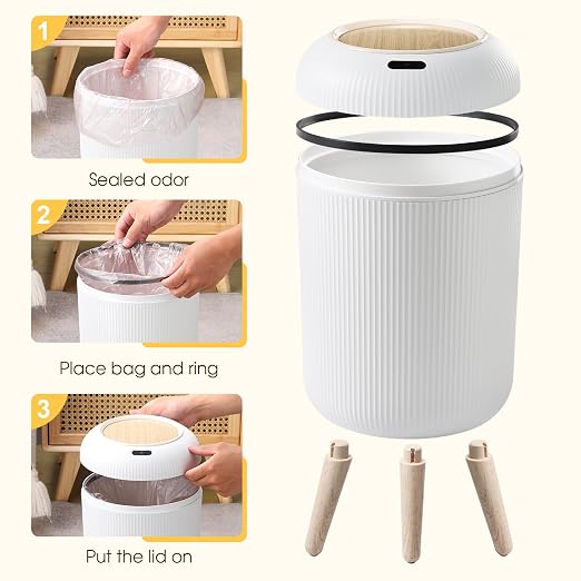 Automatic Touchless Bathroom Trash Can with Lid, 3 Gal and 2.8 Gal Automatic Garbage Bin for Bedroom，Kitchen，Office