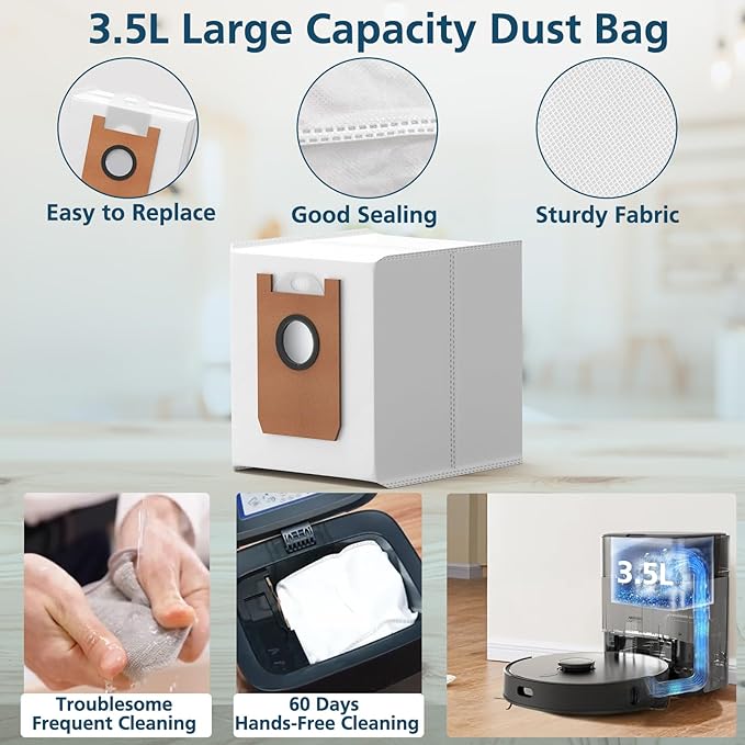 T20+ Accessories Replacement Parts for Airrobo T20+ /T25+/T30+/T25+C and for FIXR T20 Robotic Vacuum Cleaner, 1 Roller Brush, 4 Mop Pads, 4 Hepa Filters, 4 Dust Bags, 4 Side Brushes, 17 Pack