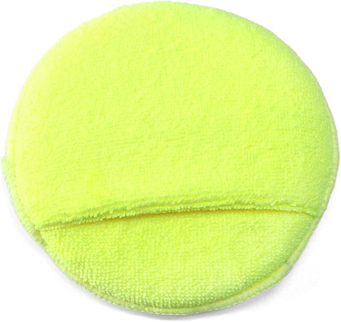 Maxshine 16cm Universal Yellow Multipurpose Microfiber Finger Hold Applicator – Soft, Reusable Pad for Waxing, Polishing & Cleaning – Ideal for Interior & Exterior Car Detailing