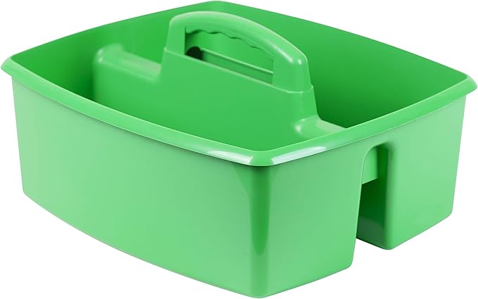 Storex 2-Compartment Large Caddy – Multipurpose Classroom Organizer with Handle, Green, (00956U06C) (Pack of 6)