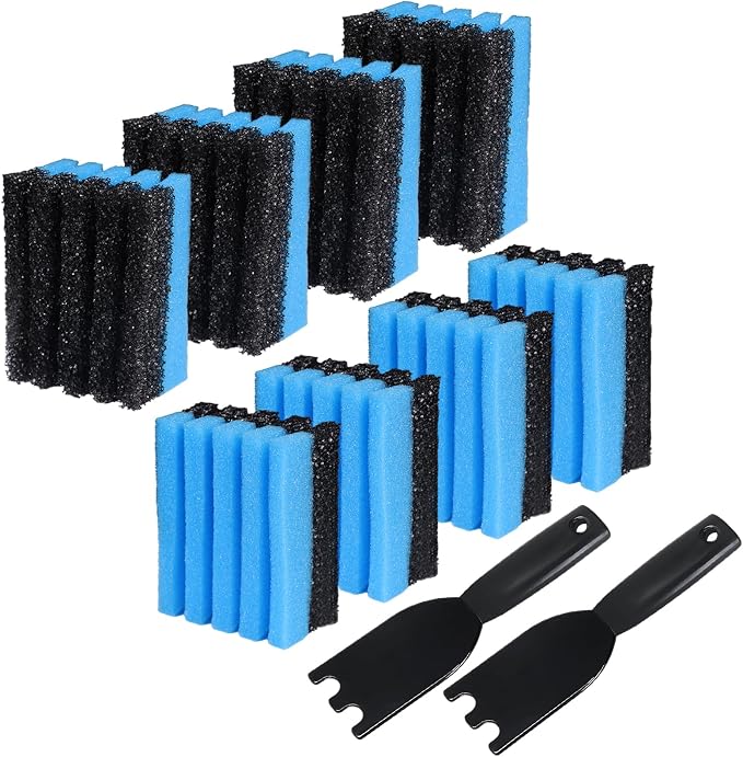 8 Pcs Grill Sponge + 2 Pcs Grill Scraper – Cleaning Sponge 12207 and Grill Scraper – Compatible with George Foreman Grill – for Indoor & Outdoor Grills with Grooves and Sandwich Makers