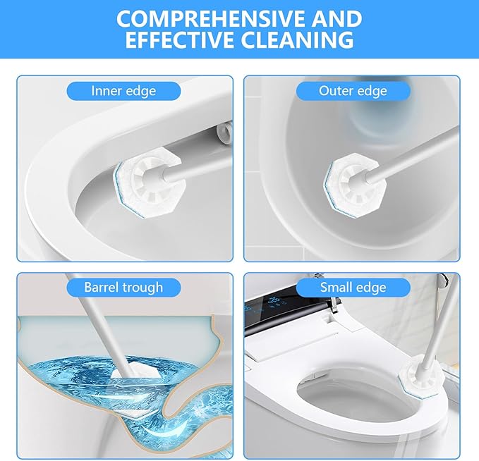 50 Pcs Toilet Wand Refills for Clorox, Disposable Scrub Pads Compatible with Clorox Toilet Wand - For Bathroom, Sink, Bathtub and Multi-Surface Cleaning