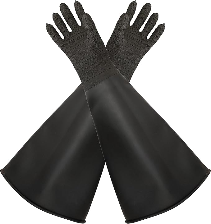 Heavy Duty Sandblasting Gloves 24.8" Rubber Gloves for Sandblaster Protective Safety Work Black Striped Glove