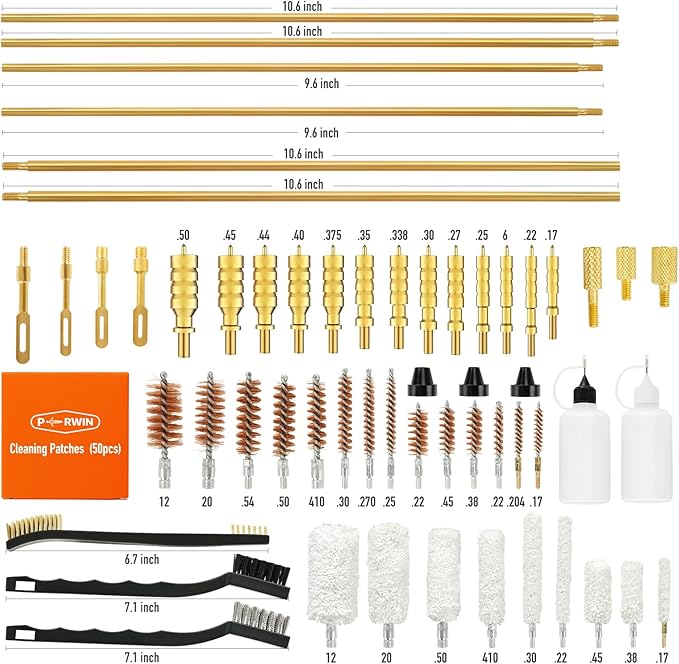 PERWIN Universal Gun Cleaning Kit for All Caliber Pistol Rifle Handgun Shotgun Hunting Cleaning Kit with Brass Rods and Tough Carrying Case, Gun Accessories Gifts for Men
