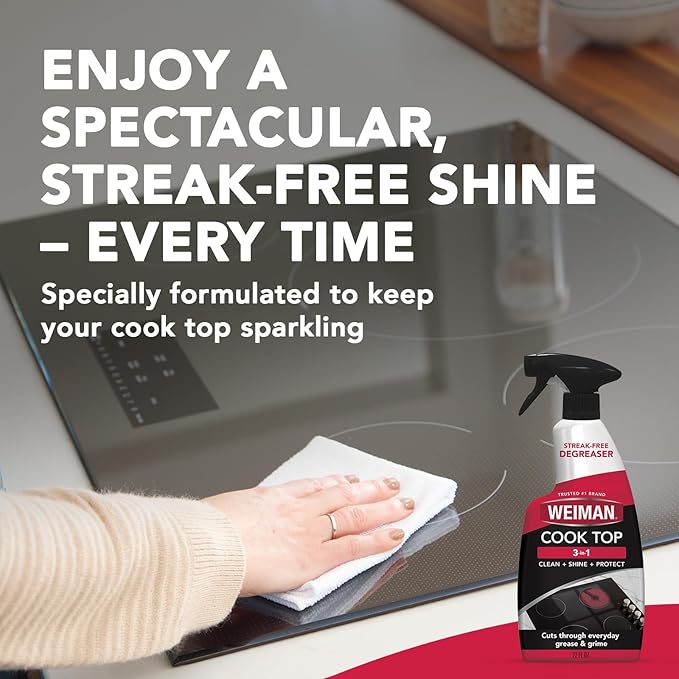 Weiman 6-Pack Cooktop Cleaning Spray – Cooktop & Oven Cleaner for Streak & Residue Free - Non-Abrasive Degreaser Safe for Glass & Ceramic