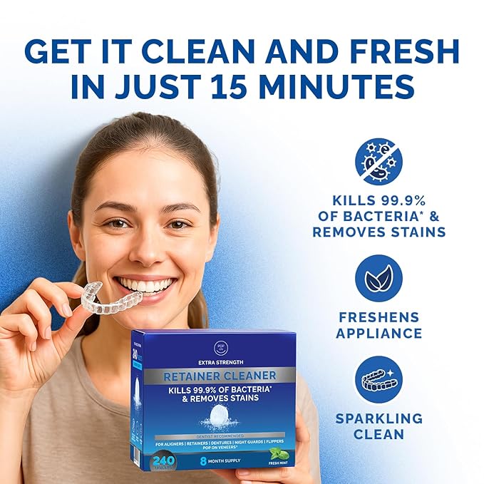 Aligner & Retainer Cleaner Fresh Foam | Retainer Cleaner Tablets for Invisalign FSA HSA Approved for Ultrasonic Cleaners 8-Month Supply | Bundle
