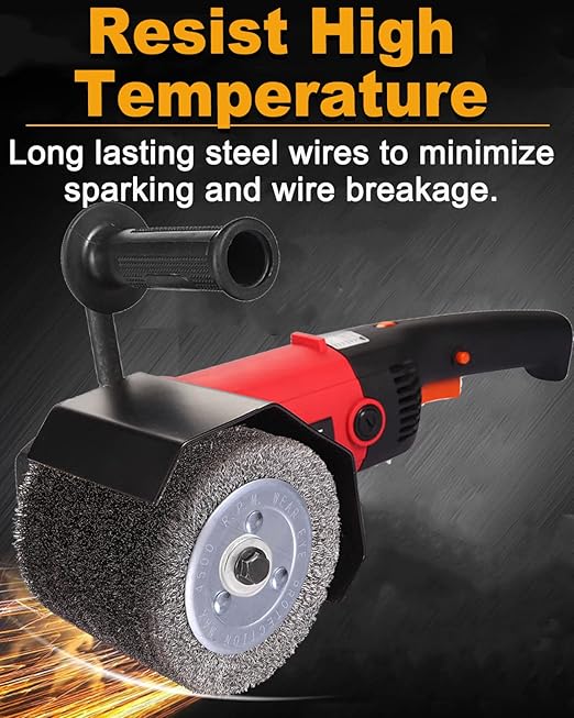 4.7" x 4" Stainless Steel Wire Brush Drum Surface Conditioning Tool, Drawing Wheel Wire Wheel Burnishing Tool for Metal Surface Polishing Grinding Removing Rust-3/4 Quad Keyway(0.3 mm Wire)