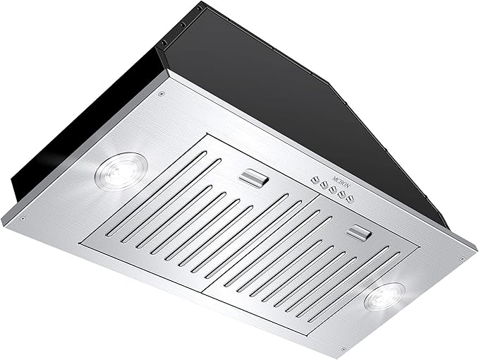 MCBON Range Hood Insert 36 Inch, 700 CFM Range Hood Insert, Ducted/Ductless Insert Range Hood, 3-Speed Vent Hood Insert, Stainless Steel Hood Range Insert, Built In Range Hood 36 Inch, Black,TE77-36