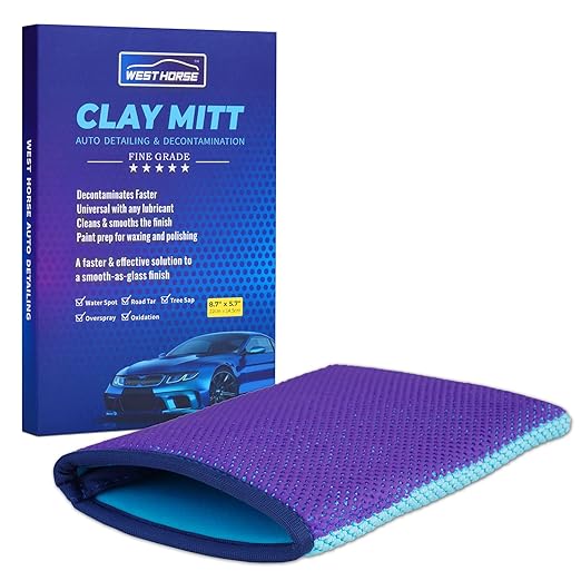 Auto Detailing Clay Mitt 2-Pack, Detailing Clay Bar Mitt for Paint, Glass, Wheels, Car Claying, Paint Prep for Wax, Polish and Sealant (8.7in. x 5.7in, Purple,2PCS)