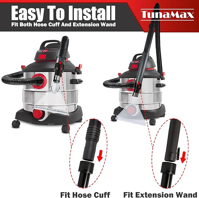 TunaMax Universal Work with All Vacs with 2-1/2" & 1-7/8" &1-1/4" Three Adapters Extractor Attachment for Upholstery & Carpet Cleaning & Auto Detailing