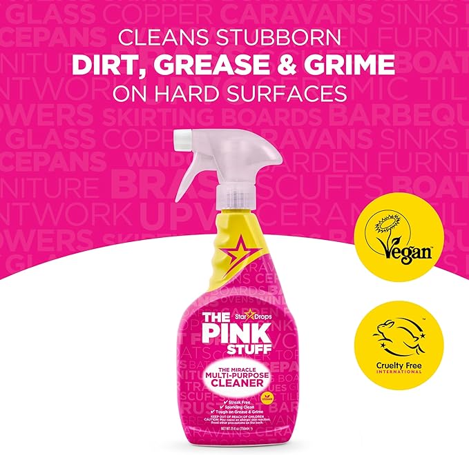 The Pink Stuff Cleaning Bundle Kit, Squeezable Cleaning Paste, Cleaning Paste, Toilet Foaming Powder, Multi Purpose Spray, Bathroom Cleaner Spray, Household Cleaning Supplies Set